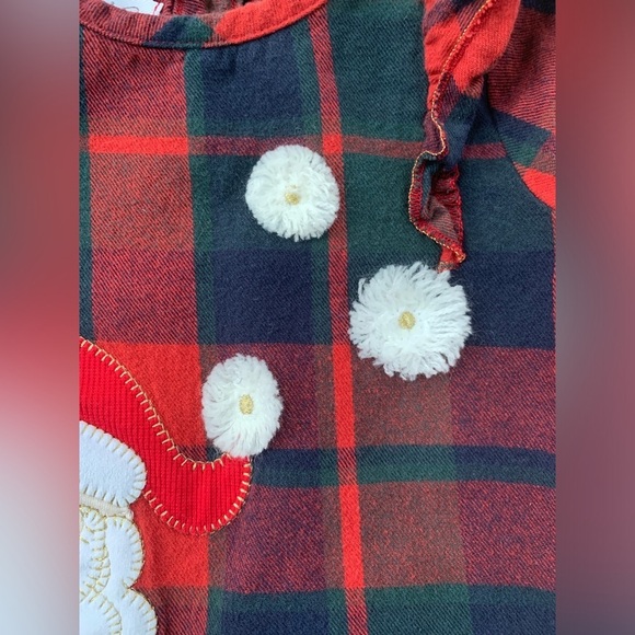 Mud Pie Size 12-18 Months Santa Embroidered Plaid Tunic - Picture 5 of 6